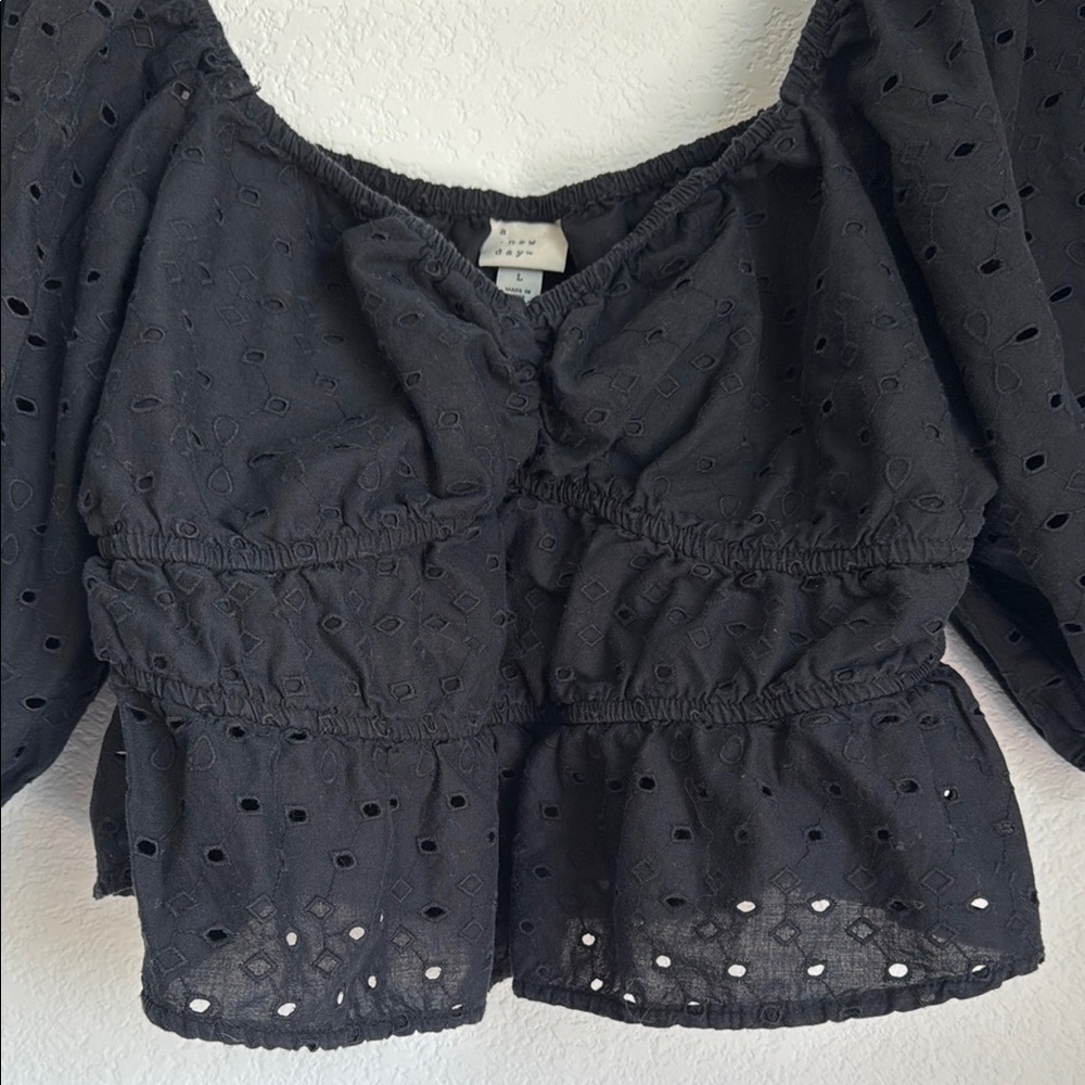 A New Day Black Blouse Chic Top - Picture 4 of 9